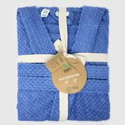 Accappatoio bagno in cotone taglia S/M blu Gobi