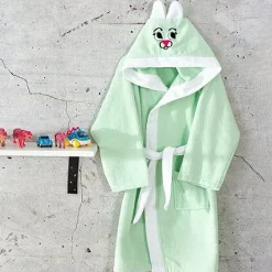 Accappatoio con cappuccio bambino taglia 1/2 anni verde Coniglio