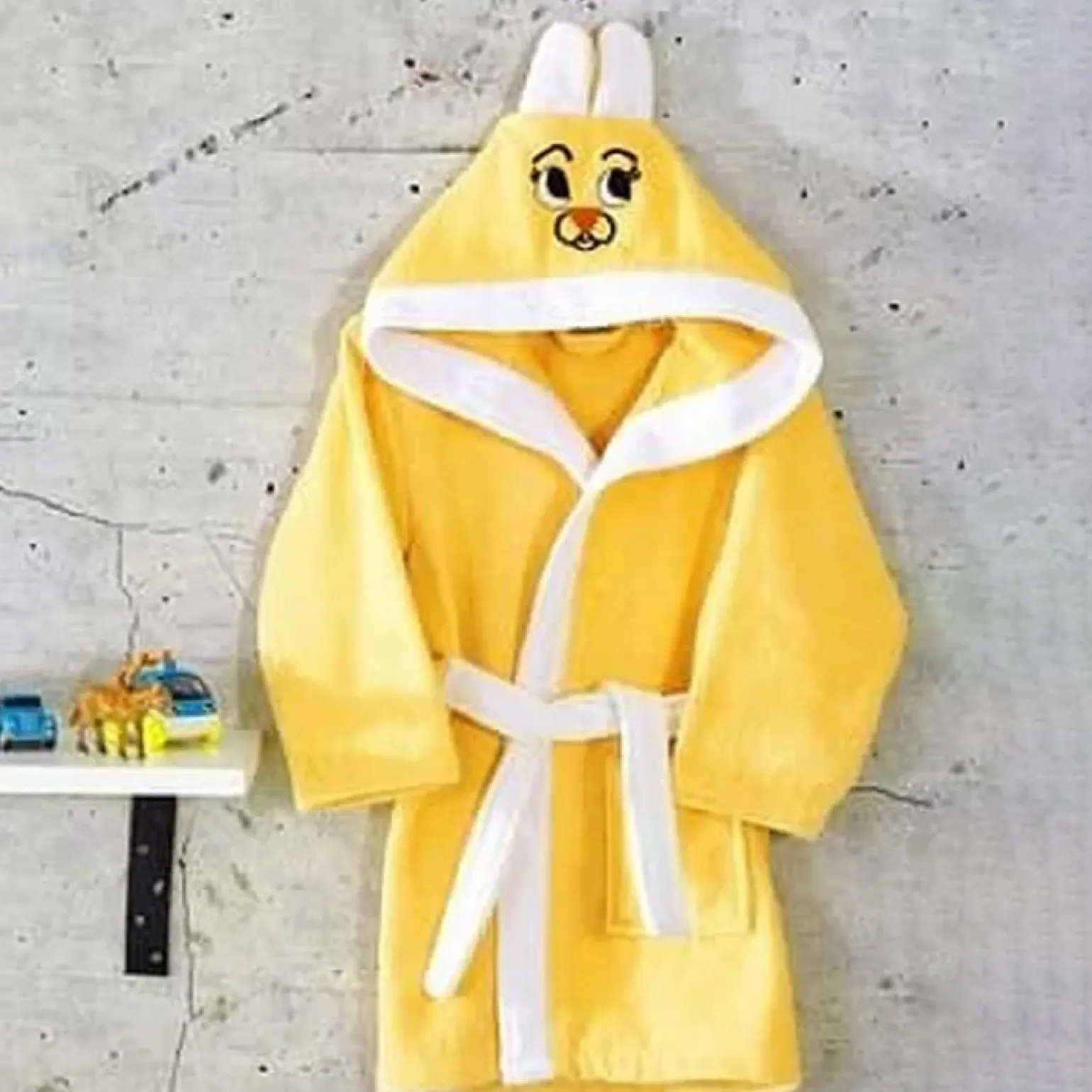 Accappatoio con cappuccio bambino taglia 7/8 anni giallo Coniglio