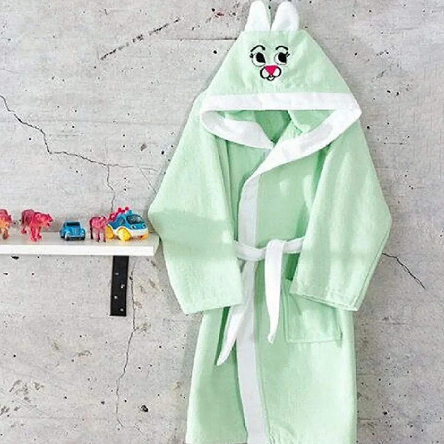 Accappatoio con cappuccio bambino taglia 5/6 anni verde Coniglio