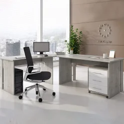 Angolo scrivania ufficio 78x78cm cemento Woody