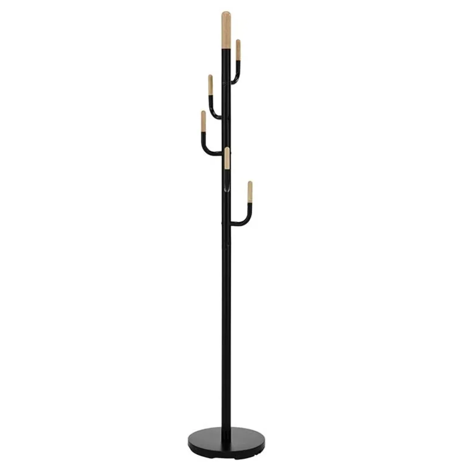 Appendiabiti da ingresso Ø30x174cm in acciaio nero e rovere Josek