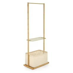 Appendiabiti da ingresso 60x166h cm in bambù tessuto beige oro Yasu