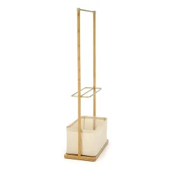 Appendiabiti da ingresso 60x166h cm in bambù tessuto beige oro Yasu