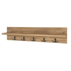 Appendiabiti da parete 80x18h cm con mensola rovere Makira