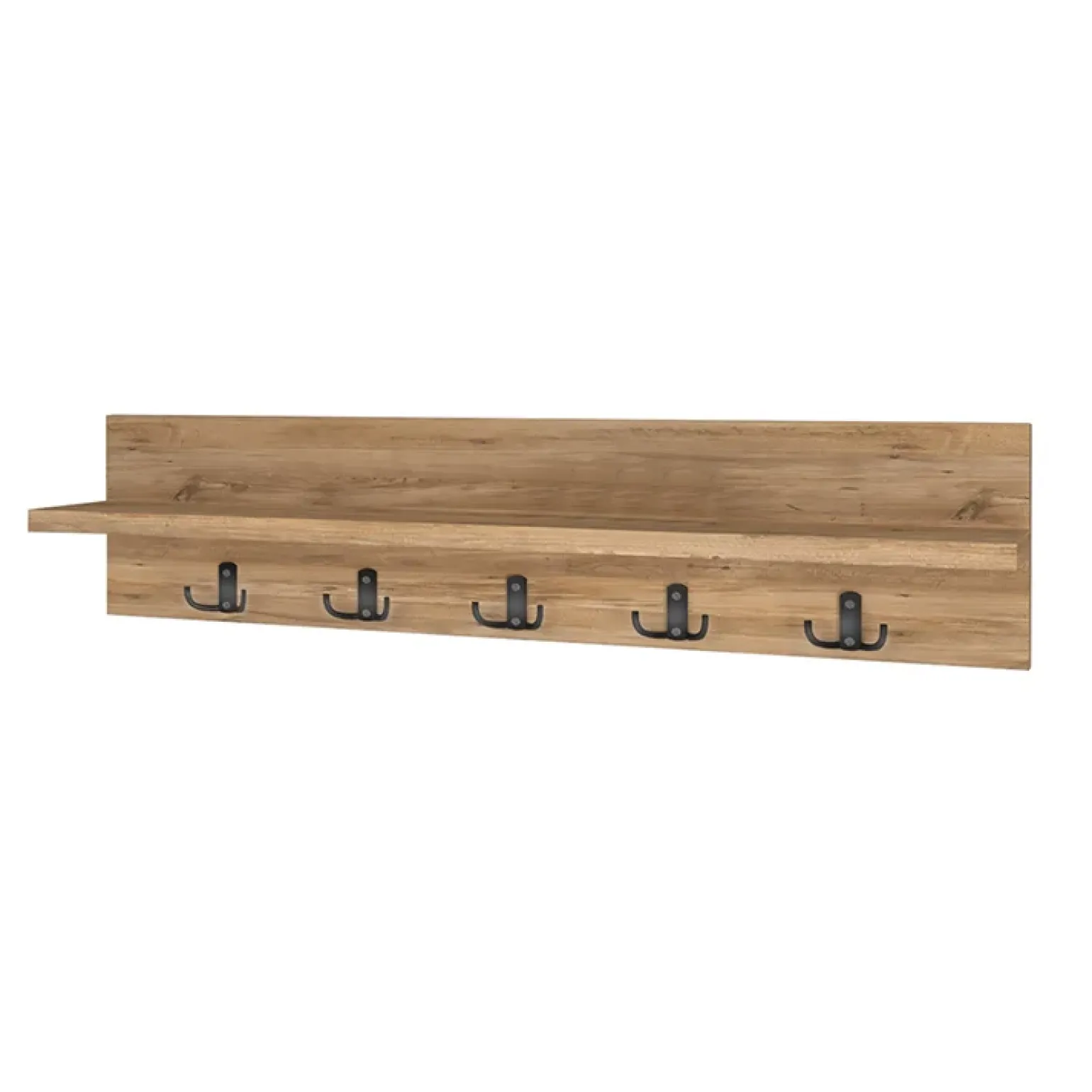 Appendiabiti da parete 80x18h cm con mensola rovere Makira