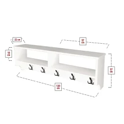 Appendiabiti da parete 120x37h cm con vani bianco Fionia