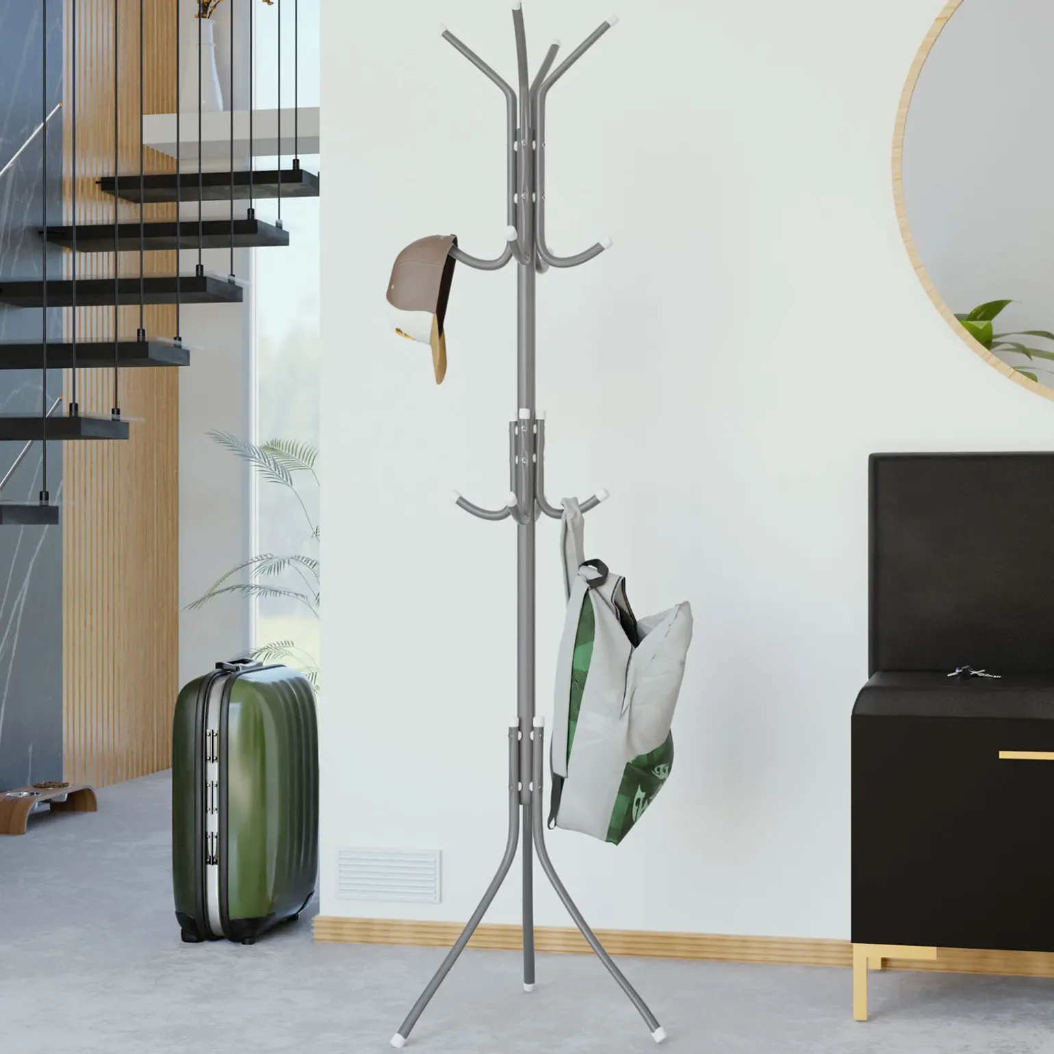 Appendiabiti da terra 35xh175 cm design moderno grigio Elena