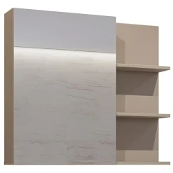 Armadietto bagno con specchio 78x71h cm 1 anta 3 mensole tortora Linda