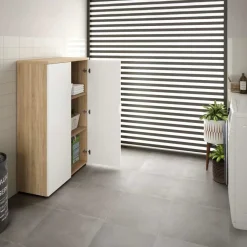 Armadietto ufficio 80x119h cm 2 ante rovere bianco opaco Work