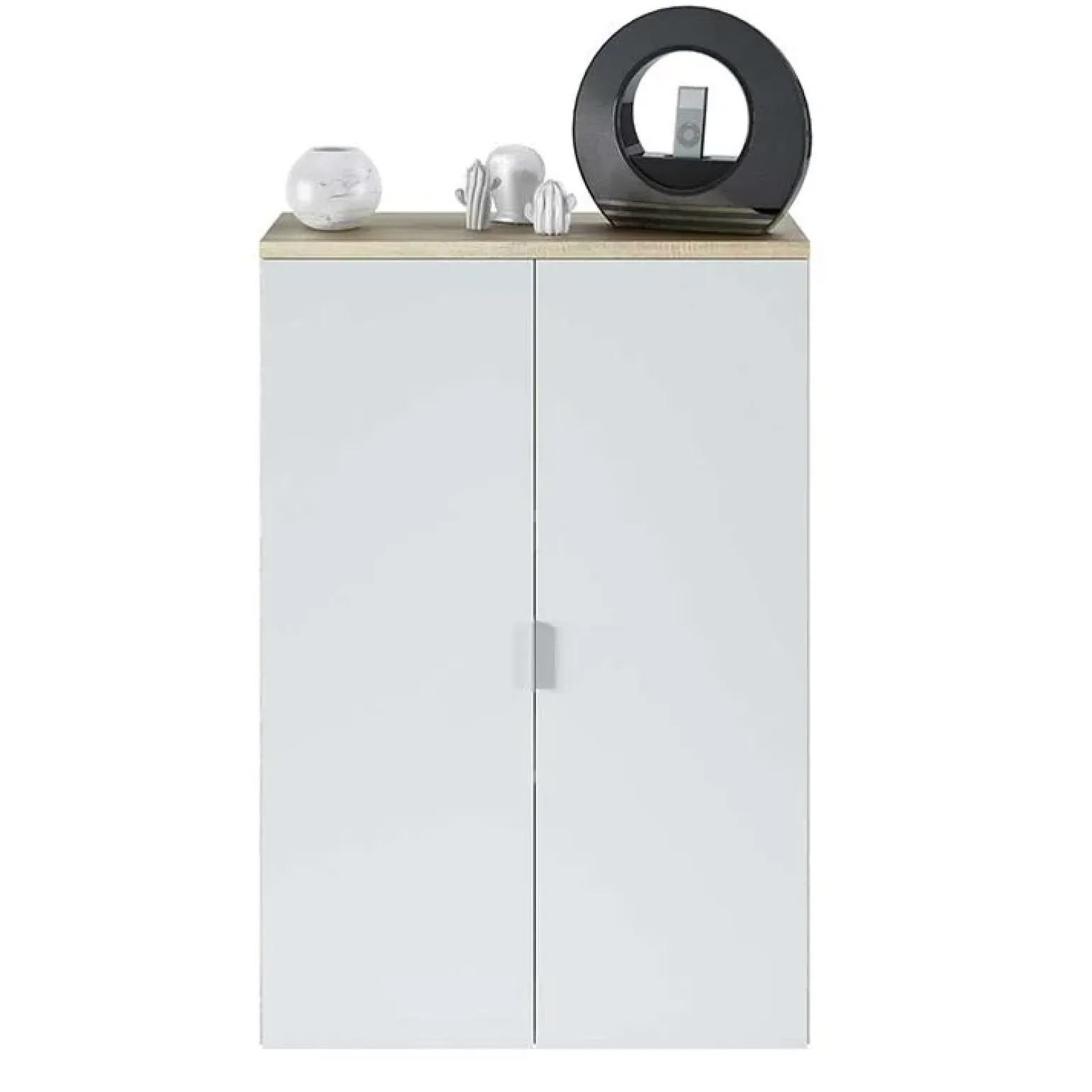 Armadietto ufficio 80x119h cm 2 ante rovere bianco opaco Work