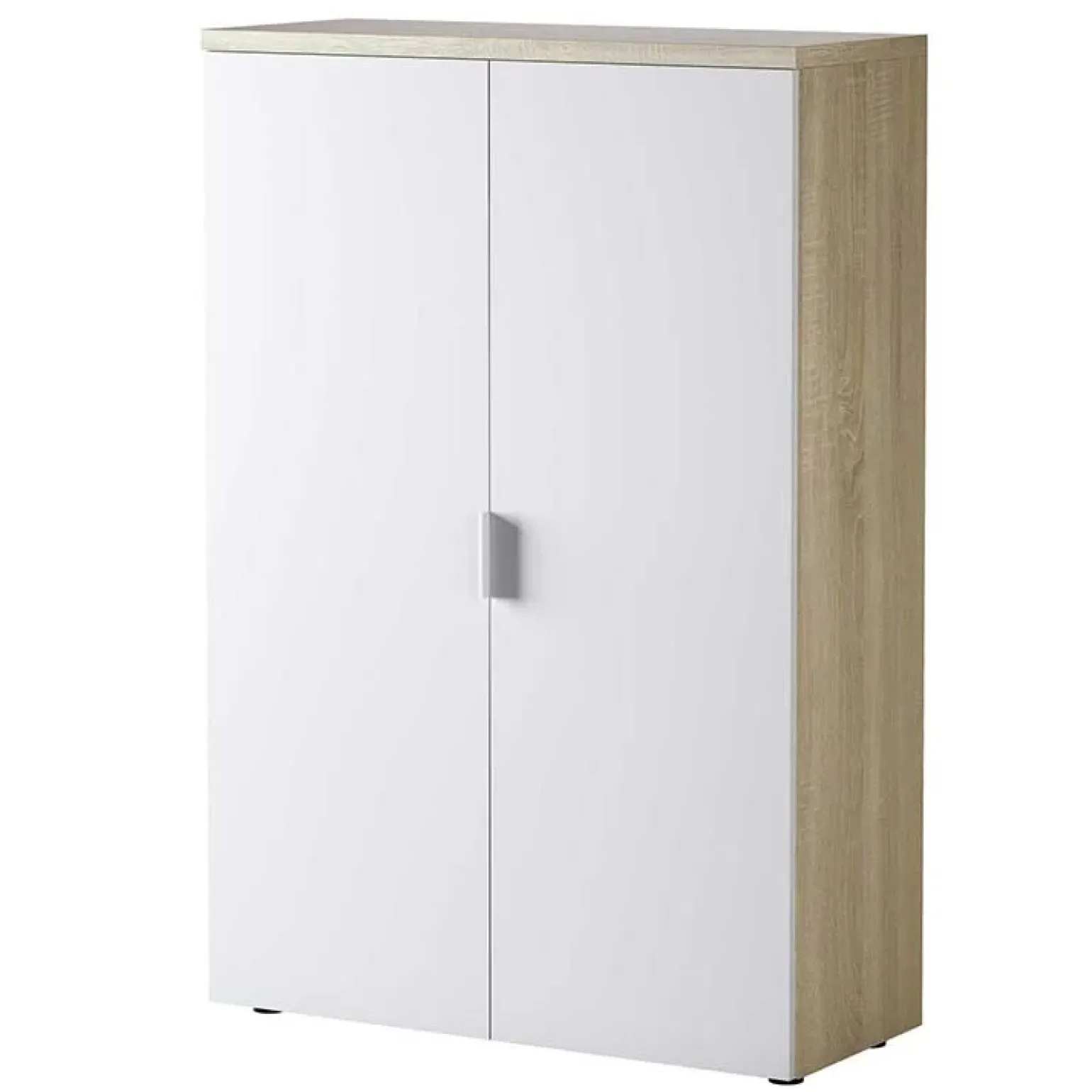 Armadietto ufficio 80x119h cm 2 ante rovere bianco opaco Work