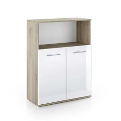 Armadietto ufficio 80x106h cm moderno rovere bianco lucido Time C