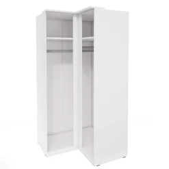 Armadio ad angolo 109x217h cm 2 ante bianco opaco e lucido Naper