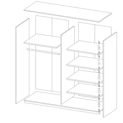 Armadio con specchio 221x210h cm 2 ante scorrevoli rovere scuro Lisbona Gihome®