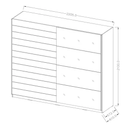 Armadio con specchio 221x210h cm 2 ante scorrevoli rovere scuro Lisbona Gihome®