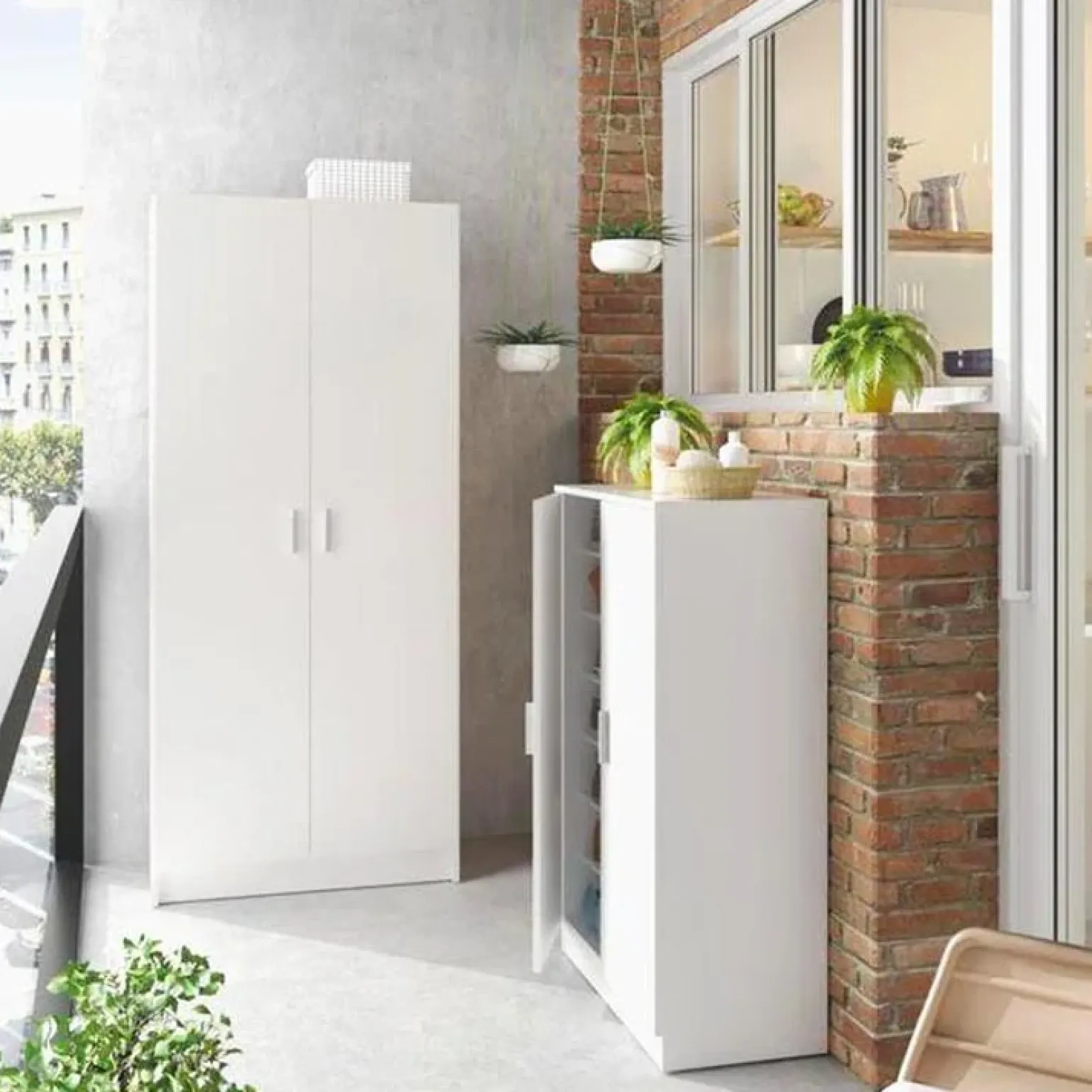 Armadio ingresso 73x180h cm 2 ante battenti multiuso bianco opaco Corie