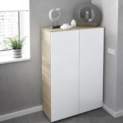 Armadio scarpiera 72x103h cm 6 ripiani bianco opaco rovere Stil Gihome®