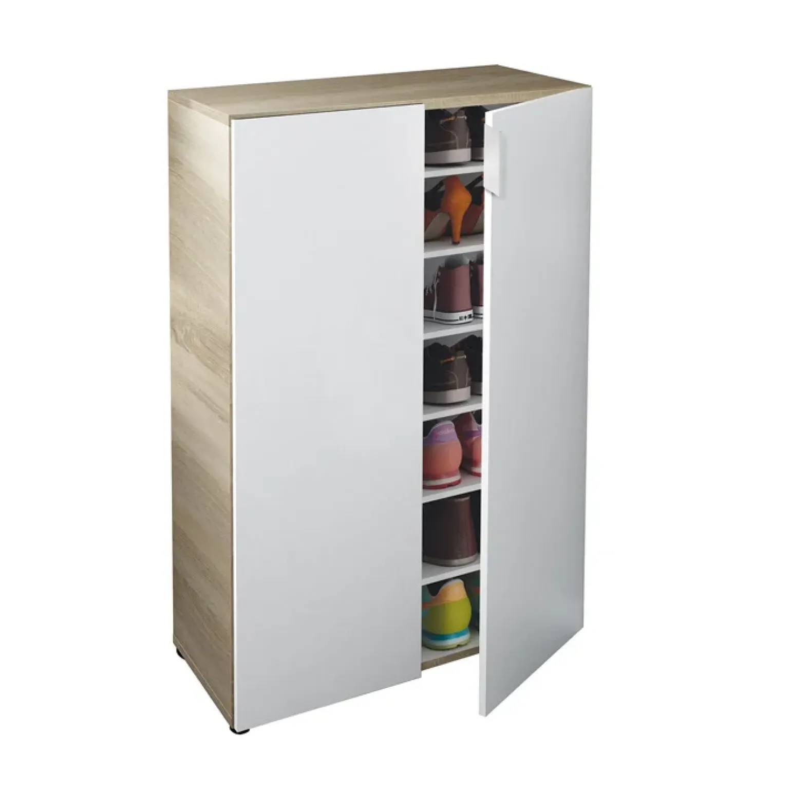 Armadio scarpiera 72x103h cm 6 ripiani bianco opaco rovere Stil Gihome®