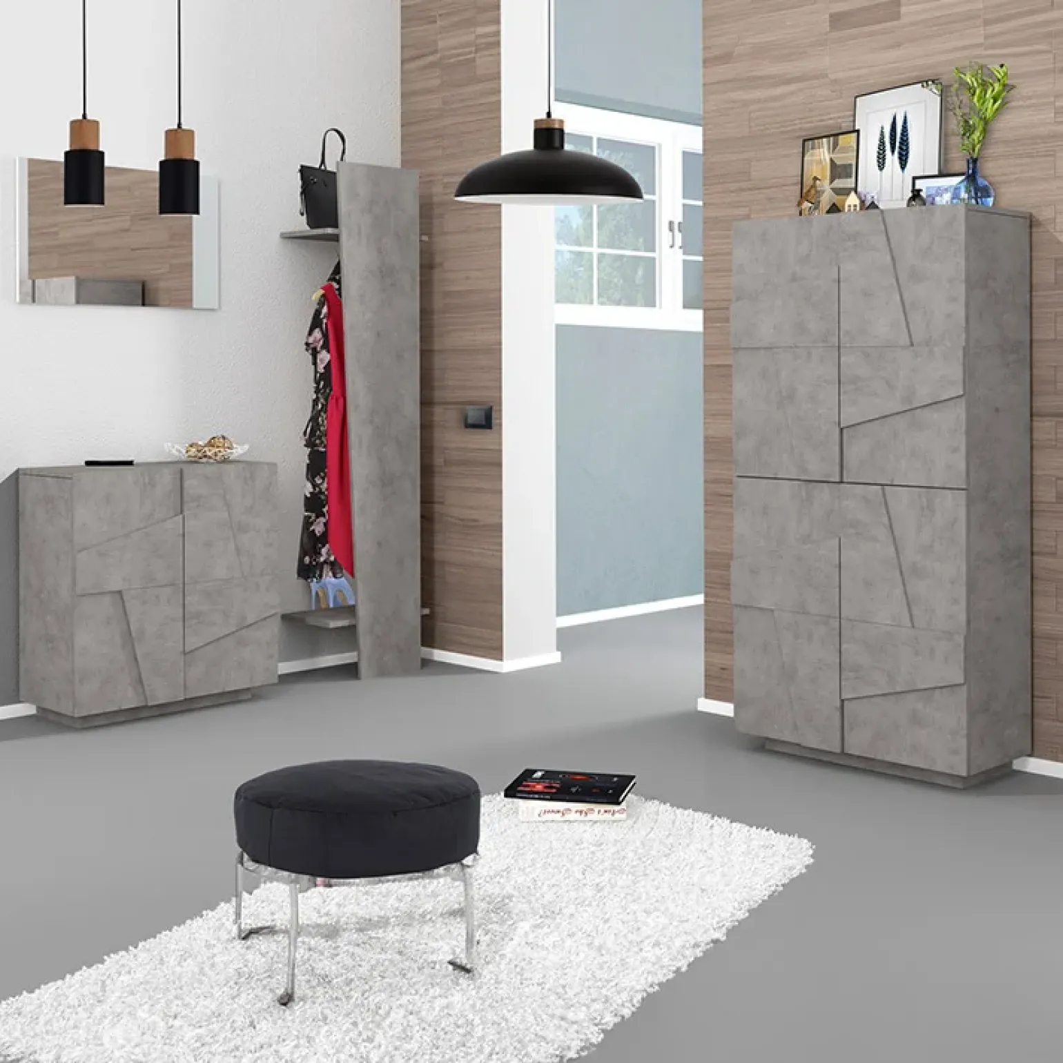Armadio scarpiera 80x168h cm 4 ante grigio cemento Zenzero