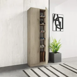 Armadio scarpiera 59x181h cm 2 ante moderna da ingresso rovere chiaro Max