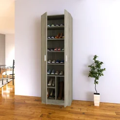 Armadio scarpiera 59x181h cm  2 ante moderna da ingresso rovere chiaro Max