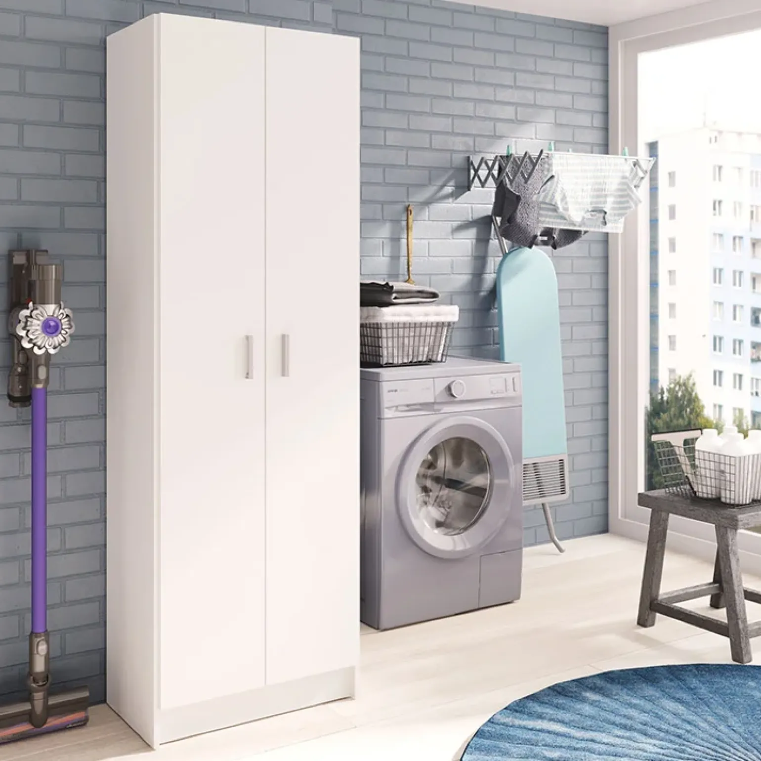 Armadio scarpiera 59x180h cm 2 ante battenti bianco opaco Easy