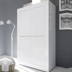 Armadio soggiorno 102x162h cm 4 ante moderno bianco lucido Eternity