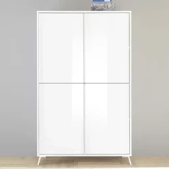 Armadio soggiorno 104x174h cm 4 ante moderno bianco lucido Tosca