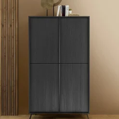Armadio soggiorno 104x174h cm 4 ante moderna nero frassinato Tosca