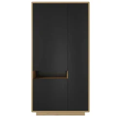 Armadio soggiorno 92x181h cm 3 ante moderno nero opaco rovere Esmond