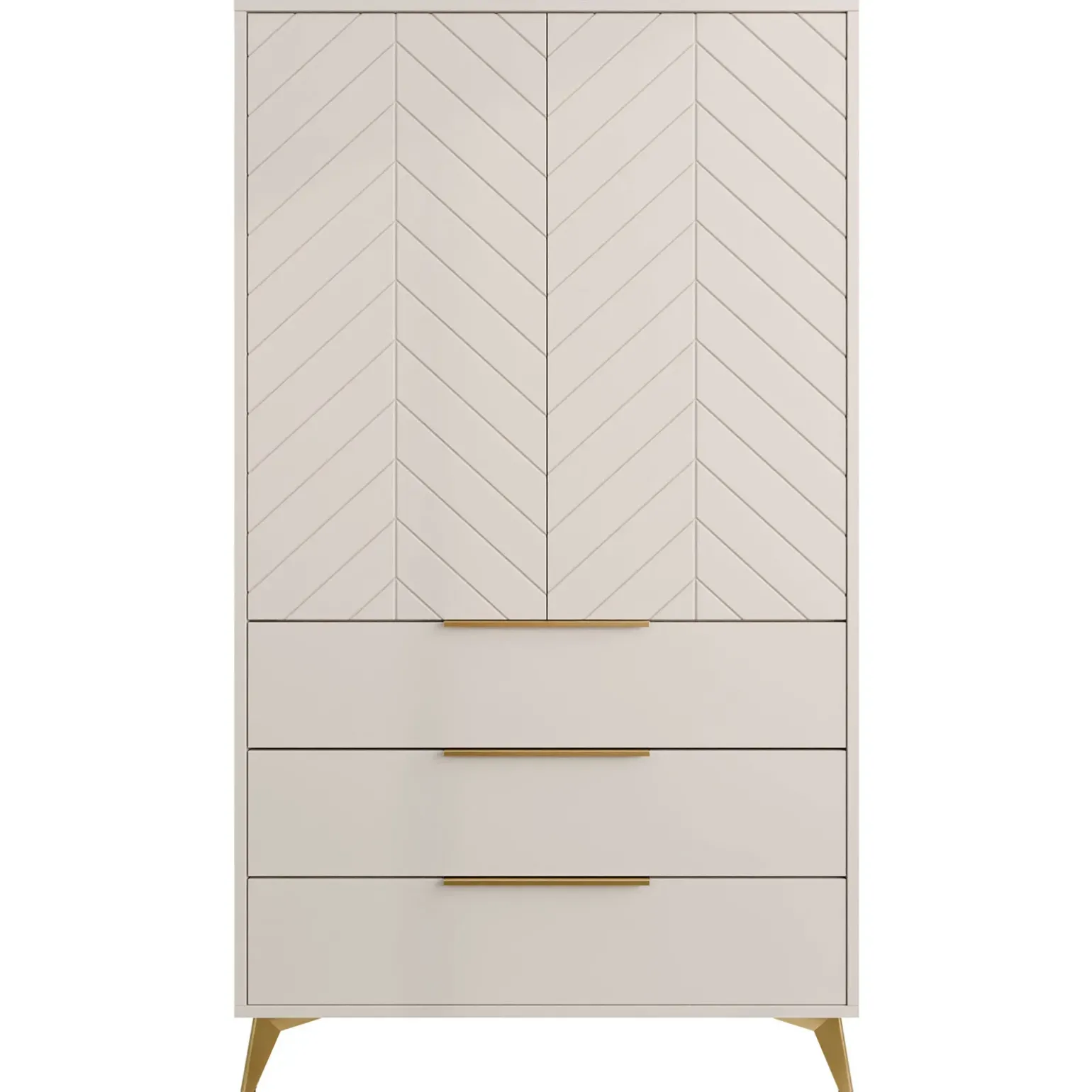 Armadio soggiorno 104x180h cm 2 ante 6 cassetti beige con frontali serigrafati Miriam