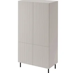 Armadio soggiorno 90x185h cm 4 ante con frontali cannettati beige Ziggy