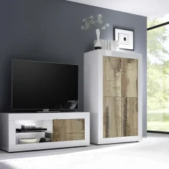 Armadio soggiorno 102x162h cm 4 ante moderno bianco lucido pero Eternity