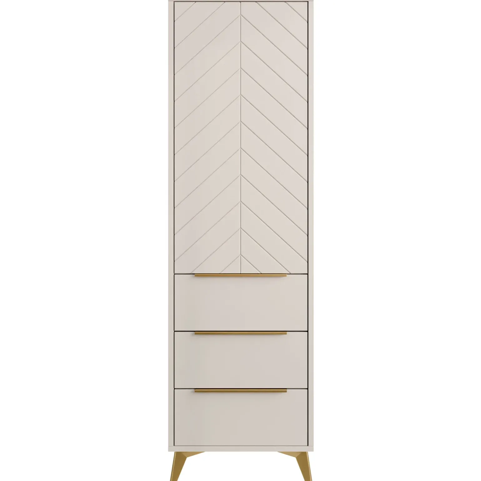 Armadio soggiorno 54x180h cm 1 anta 6 cassetti beige con frontali serigrafati Miriam