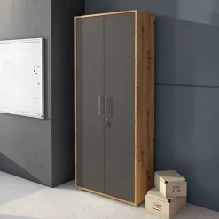 Armadio ufficio 79x188 cm 2 ante rovere grafite Woody