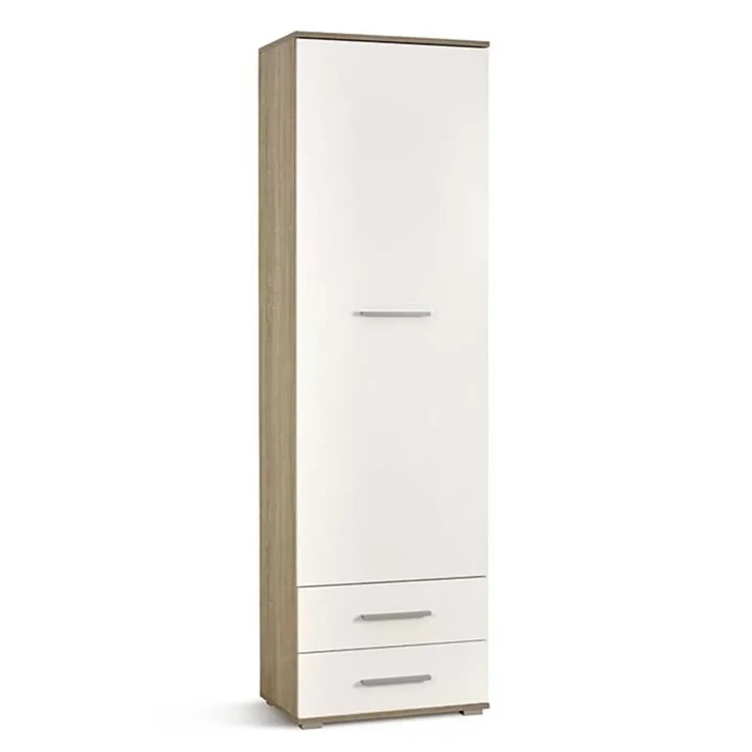 Armadio 60x200h cm 1 anta 2 cassetti bianco rovere Viki