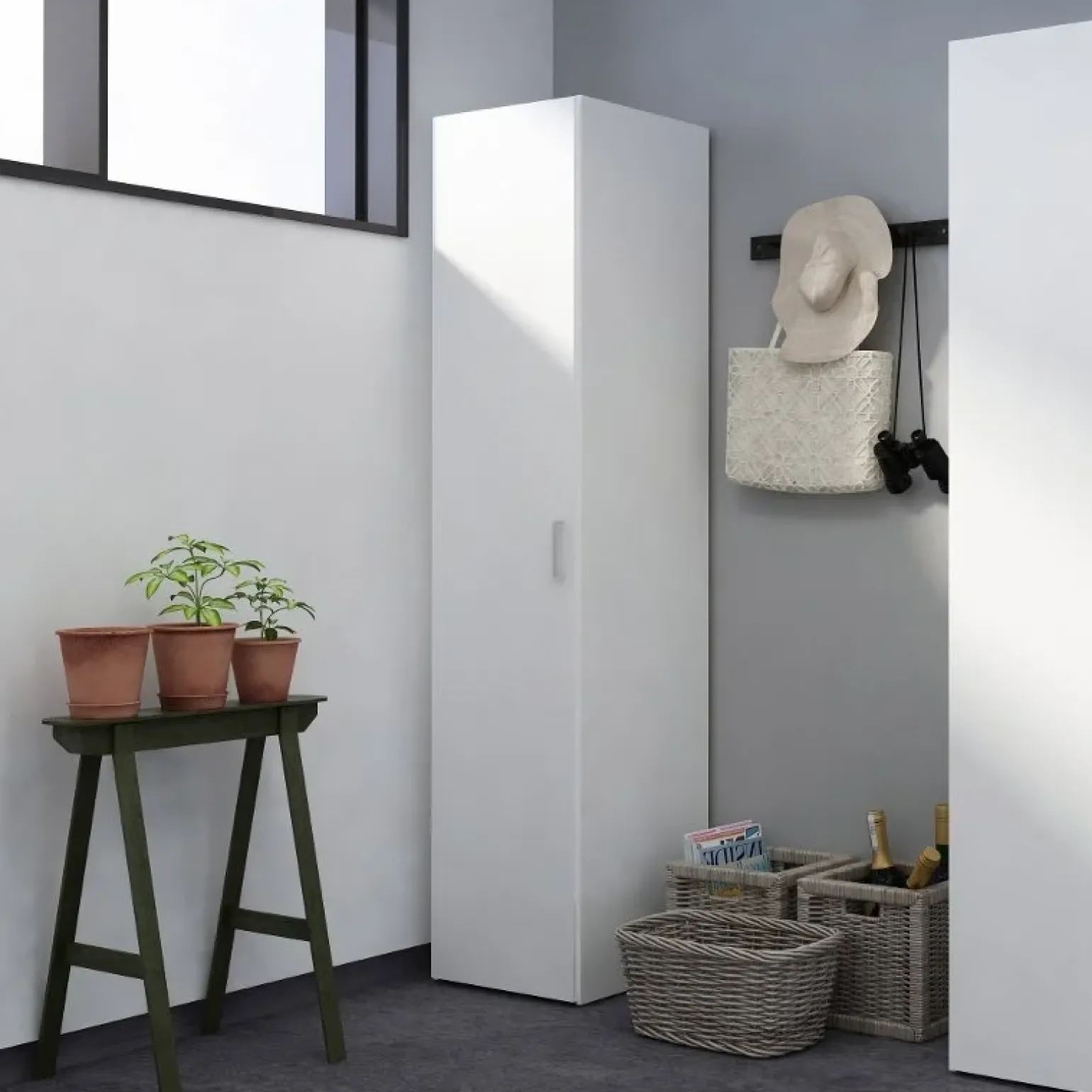 Armadio 40x176h cm 1 anta bianco opaco Light Gihome®