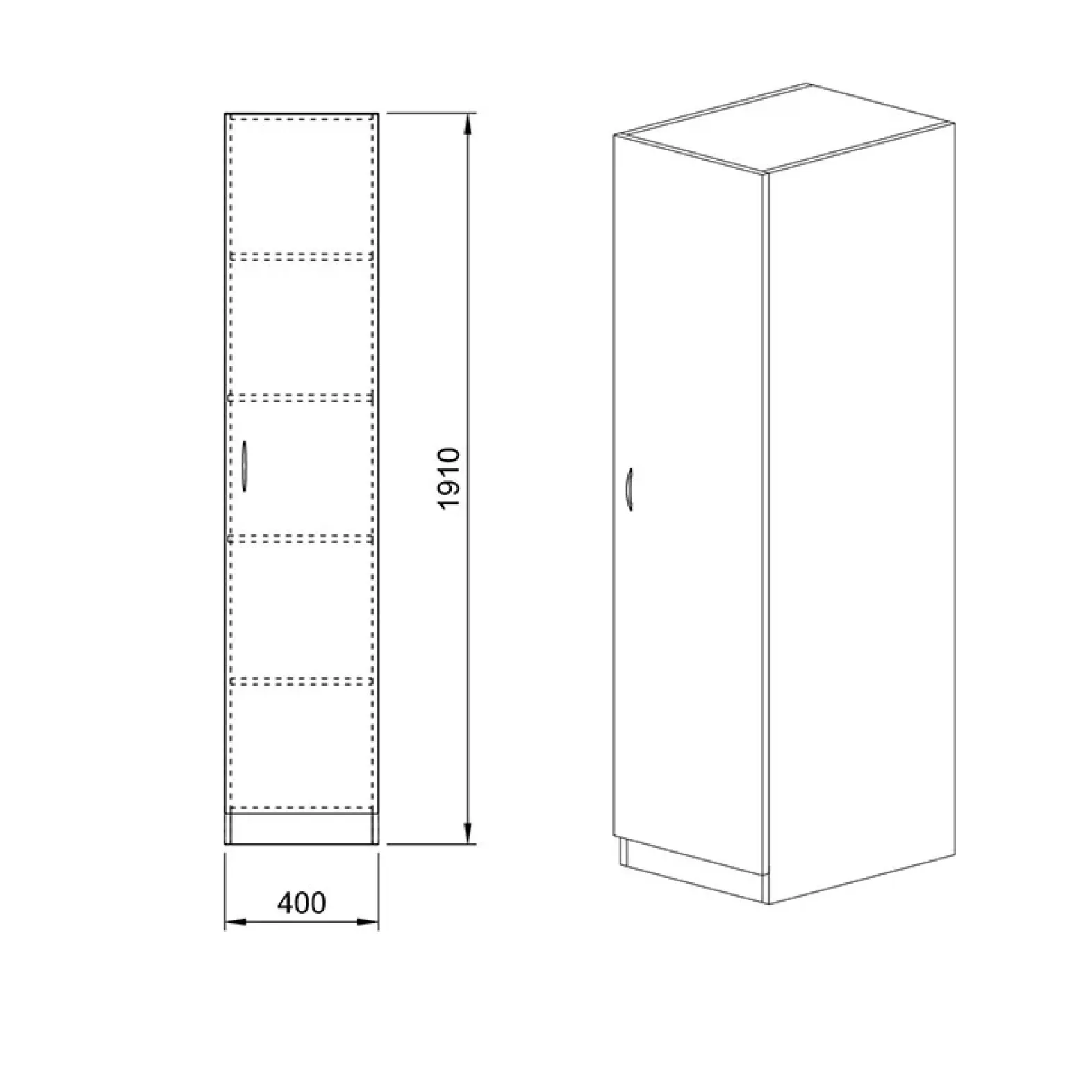 Armadio 40x191h cm 1 anta moderno noce Marzia