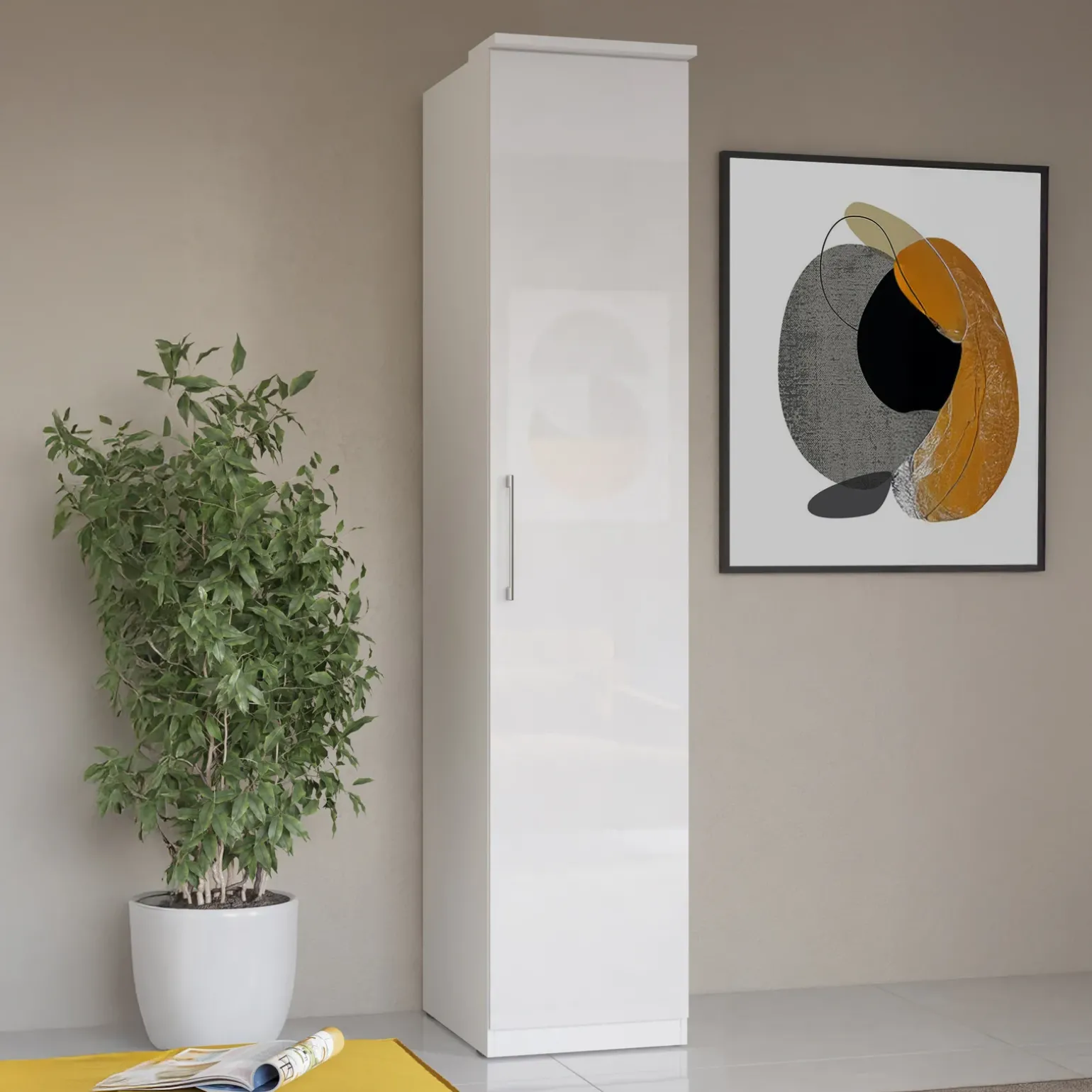 Armadio 45x217h cm 1 anta moderno bianco opaco e lucido Naper