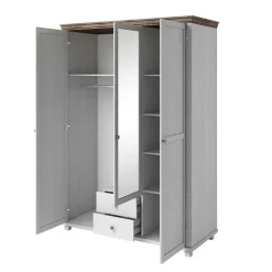 Armadio 154x216h cm 3 ante 2 cassetti con specchio bianco frassinato quercia Texel