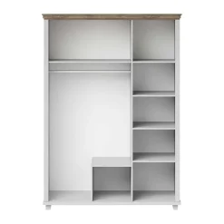 Armadio 154x216h cm 3 ante 2 cassetti con specchio bianco frassinato quercia Texel