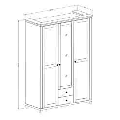 Armadio 154x216h cm 3 ante 2 cassetti con specchio bianco frassinato quercia Texel