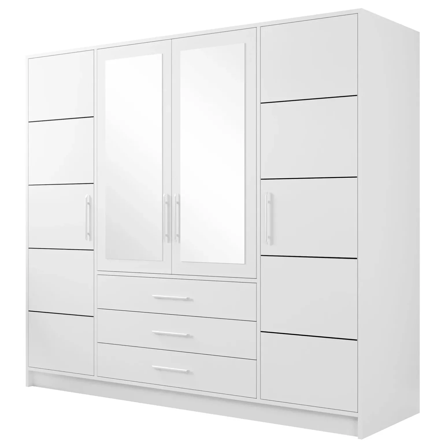 Armadio 196x200h cm 4 ante 3 cassetti con specchio bianco Sottosogno