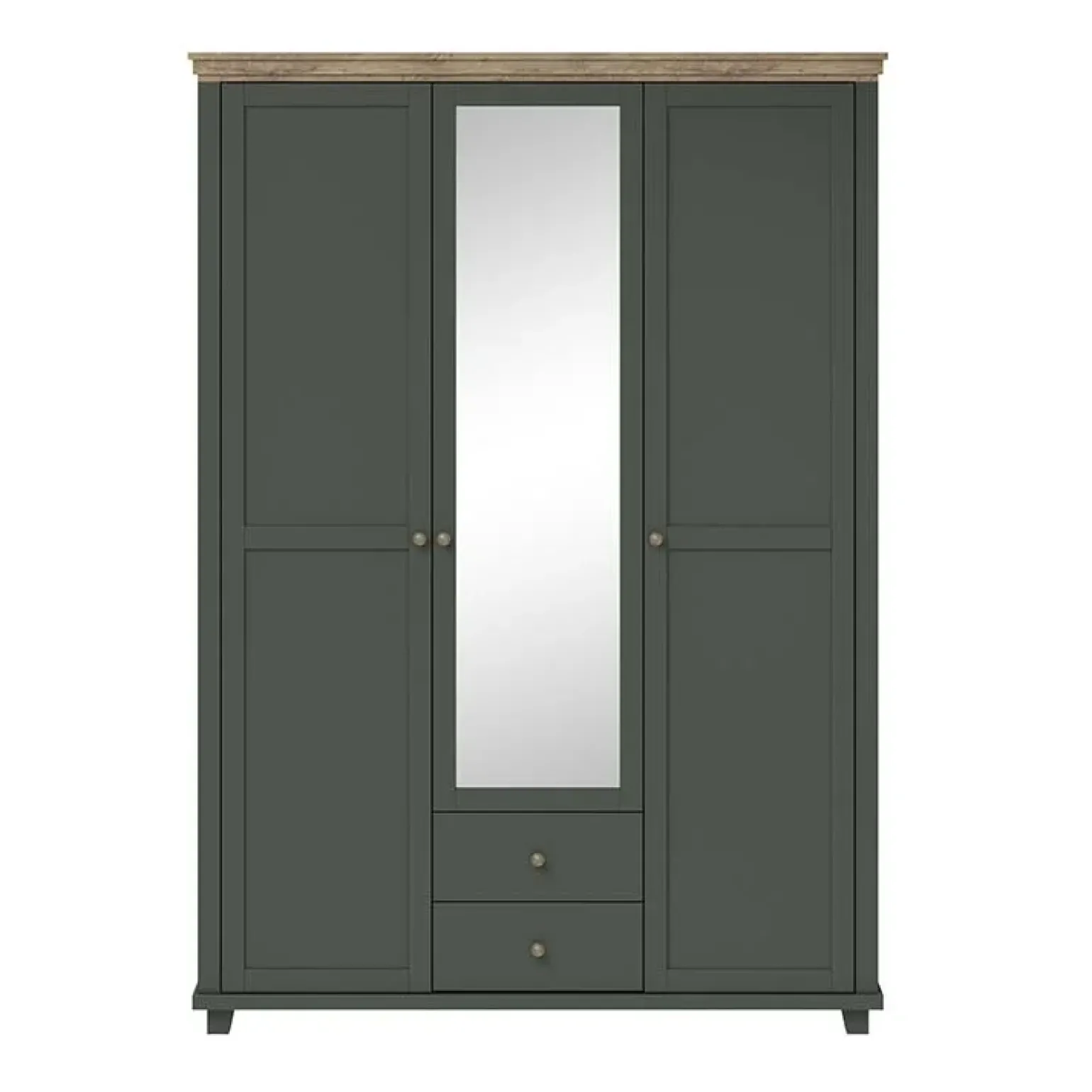 Armadio 154x216h cm 3 ante 2 cassetti con specchio verde quercia Texel