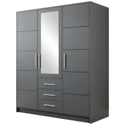 Armadio 147x200h cm 3 ante 3 cassetti con specchio grafite Sottosogno