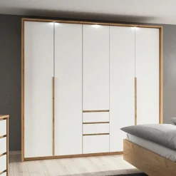 Armadio 225x215h cm 5 ante 3 cassetti bianco rovere Sweet