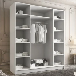 Armadio 200x215h cm 4 ante 2 specchi moderno  bianco nero Glammy 4