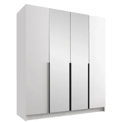 Armadio 200x215h cm 4 ante 2 specchi moderno bianco nero Glammy 4