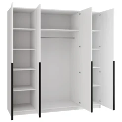 Armadio 200x215h cm 4 ante 2 specchi moderno bianco nero Glammy 4